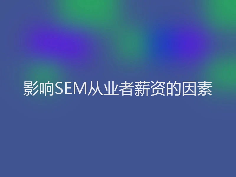 影响SEM从业者薪资的因素