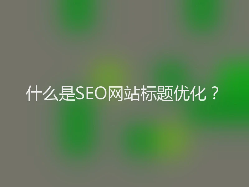 什么是SEO网站标题优化？