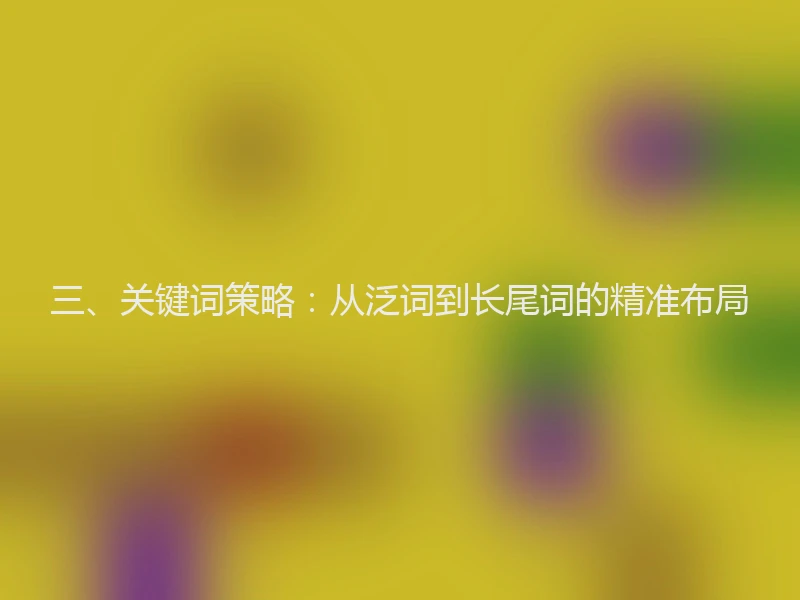 三、关键词策略:从泛词到长尾词的精准布局