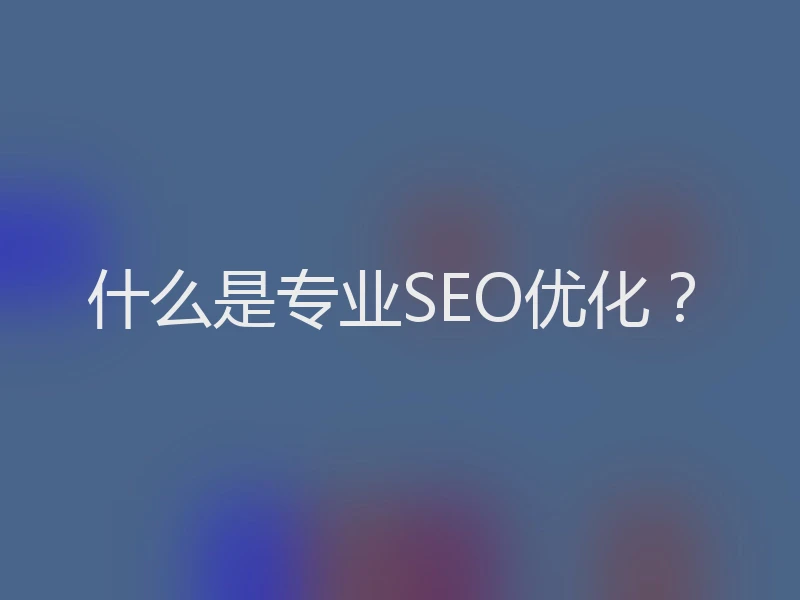 什么是专业SEO优化？