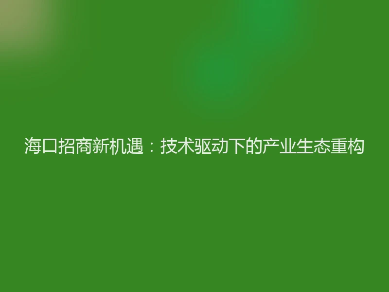 海口招商新机遇：技术驱动下的产业生态重构
