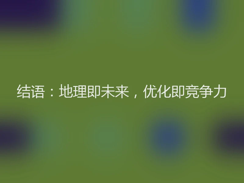 结语：地理即未来，优化即竞争力