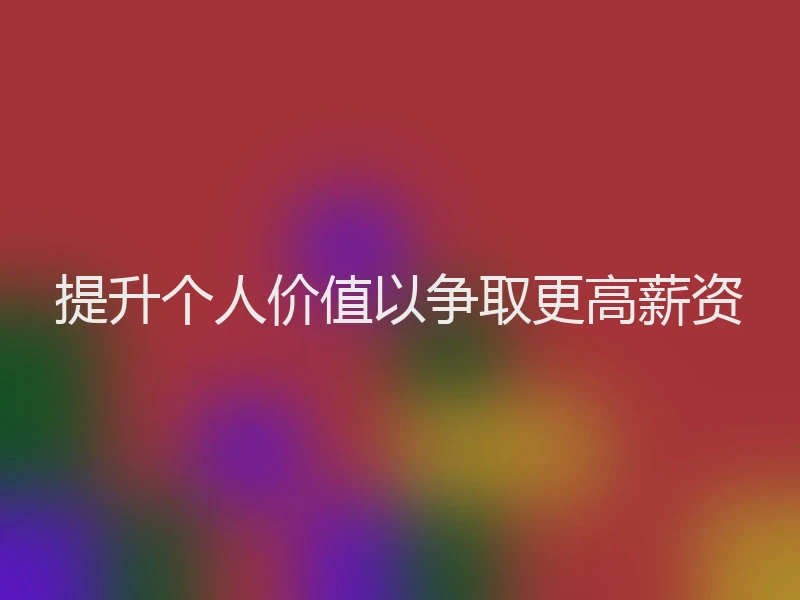 提升个人价值以争取更高薪资