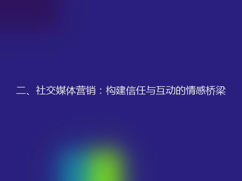 二、社交媒体营销：构建信任与互动的情感桥梁