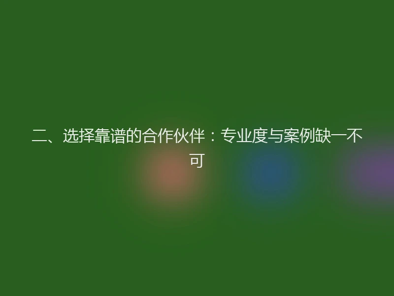 二、选择靠谱的合作伙伴：专业度与案例缺一不可