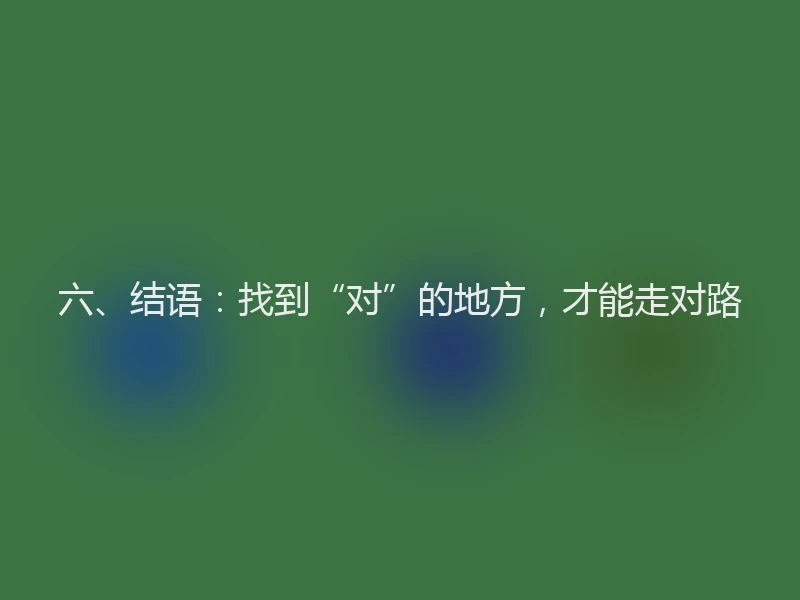 六、结语：找到“对”的地方，才能走对路