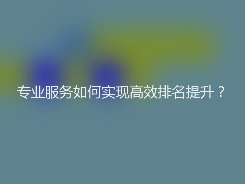 专业服务如何实现高效排名提升？