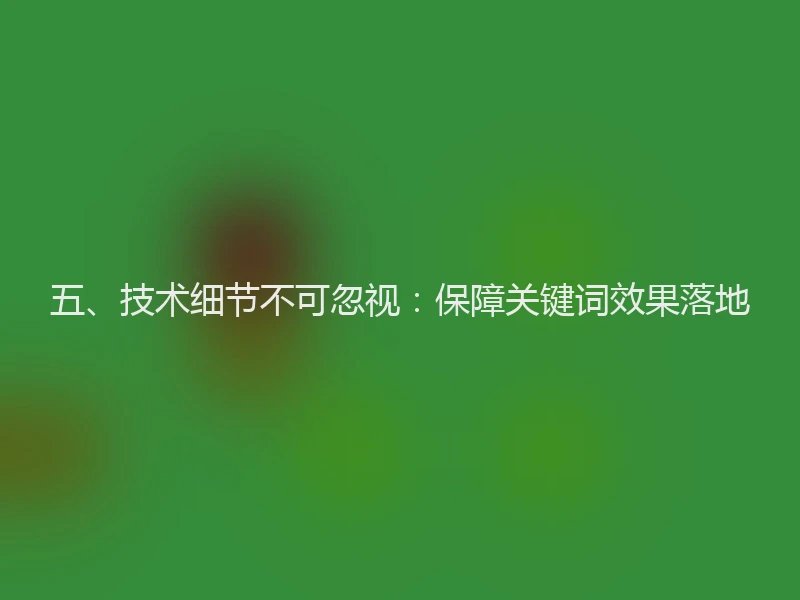 五、技术细节不可忽视:保障关键词效果落地