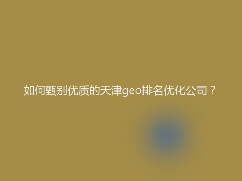 如何甄别优质的天津geo排名优化公司？