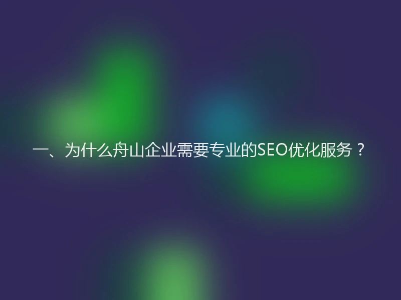 一、为什么舟山企业需要专业的SEO优化服务？