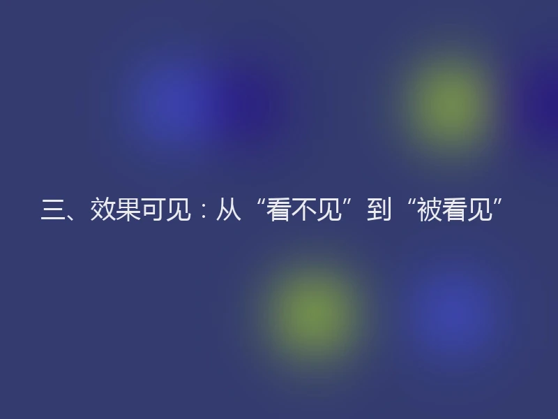 三、效果可见：从“看不见”到“被看见”