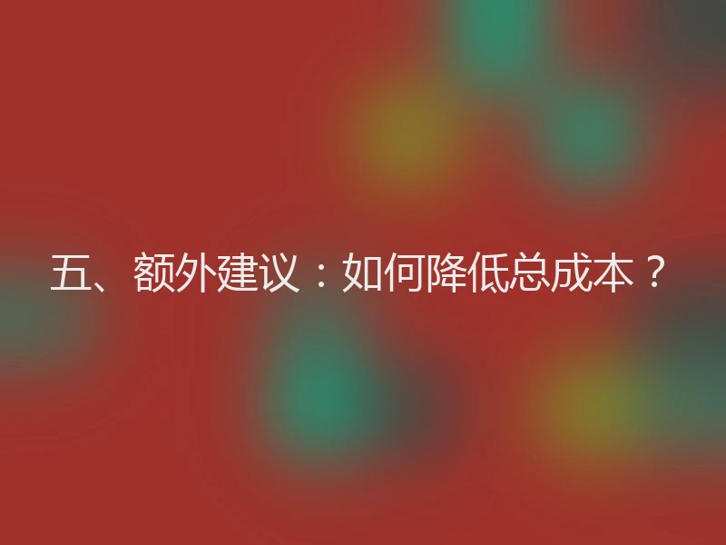 五、额外建议：如何降低总成本？