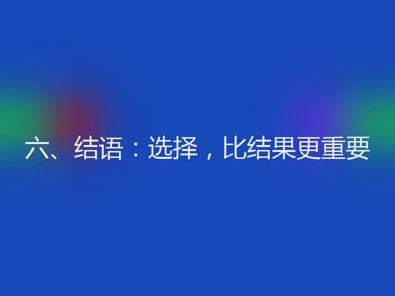 六、结语:选择,比结果更重要