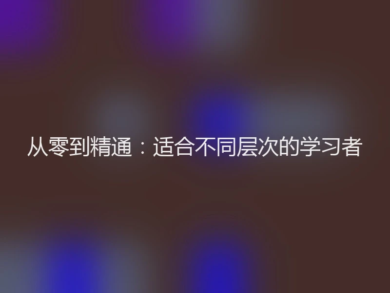从零到精通：适合不同层次的学习者