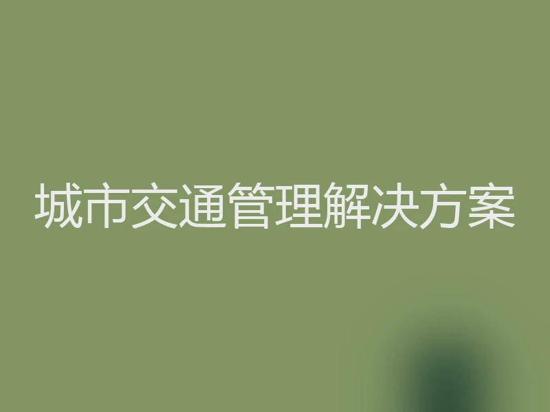 城市交通管理解决方案