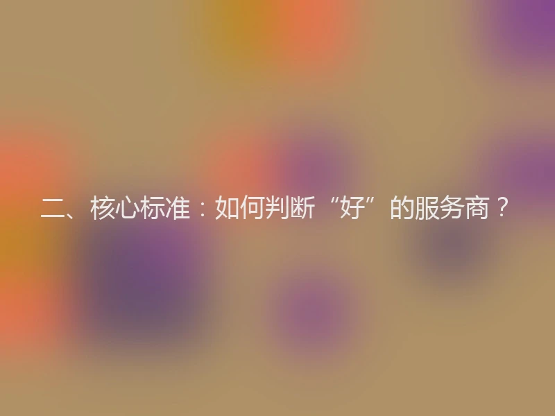 二、核心标准：如何判断“好”的服务商？