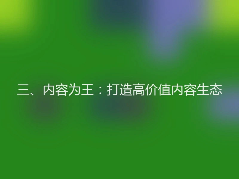 三、内容为王：打造高价值内容生态