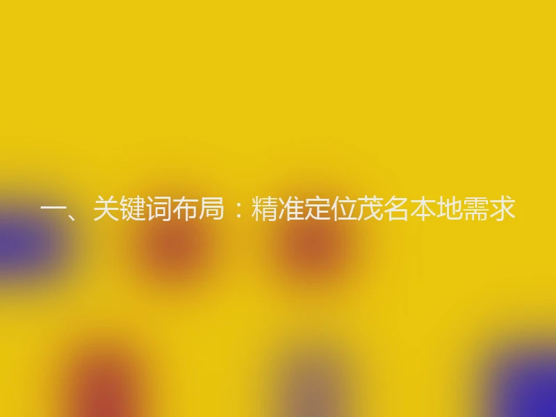 一、关键词布局：精准定位茂名本地需求