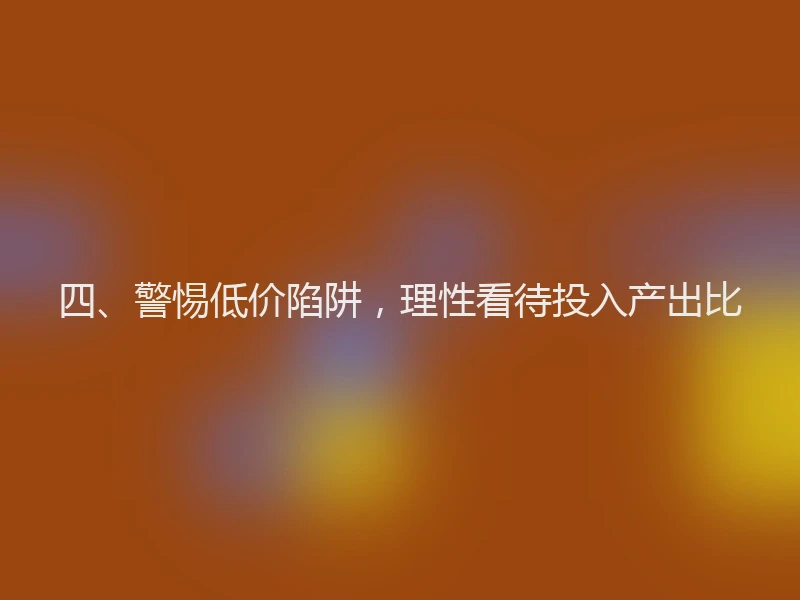 四、警惕低价陷阱，理性看待投入产出比