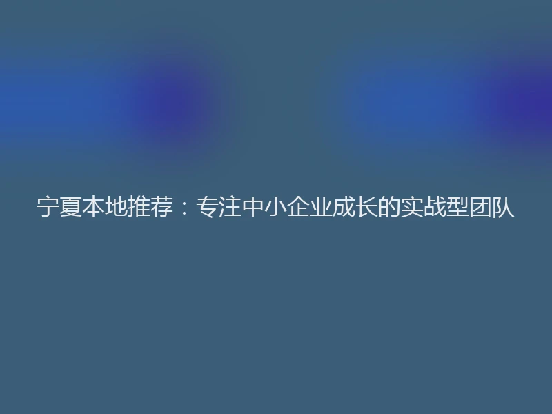 宁夏本地推荐：专注中小企业成长的实战型团队