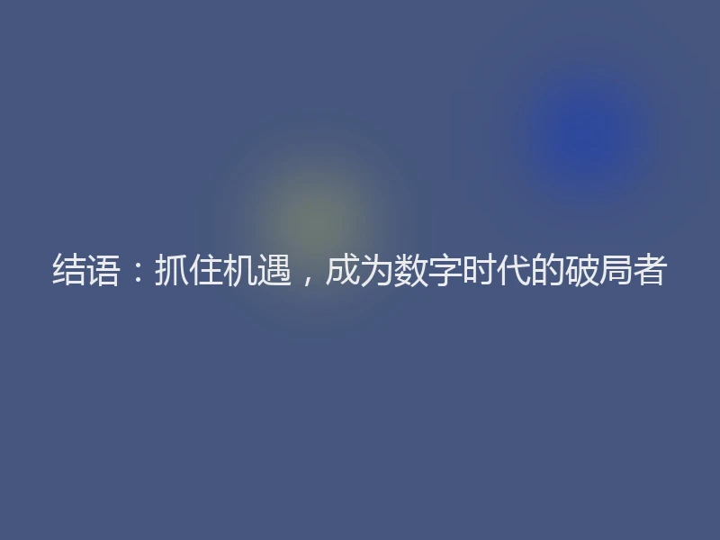 结语：抓住机遇，成为数字时代的破局者