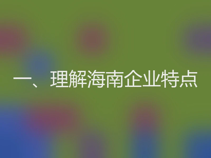 一、理解海南企业特点