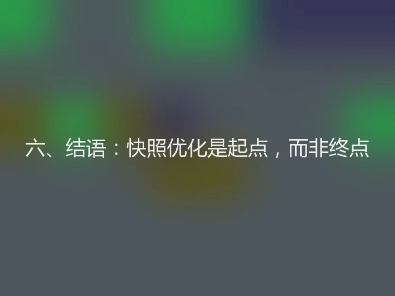 六、结语：快照优化是起点，而非终点