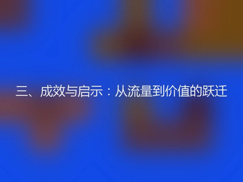 三、成效与启示：从流量到价值的跃迁