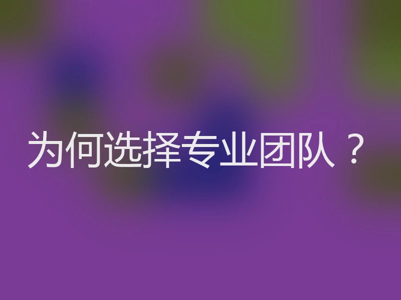 为何选择专业团队？