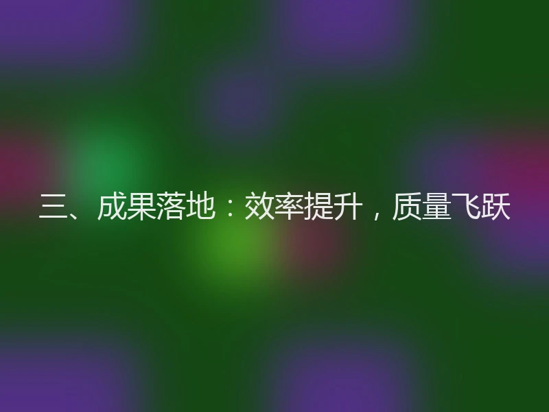 三、成果落地：效率提升，质量飞跃