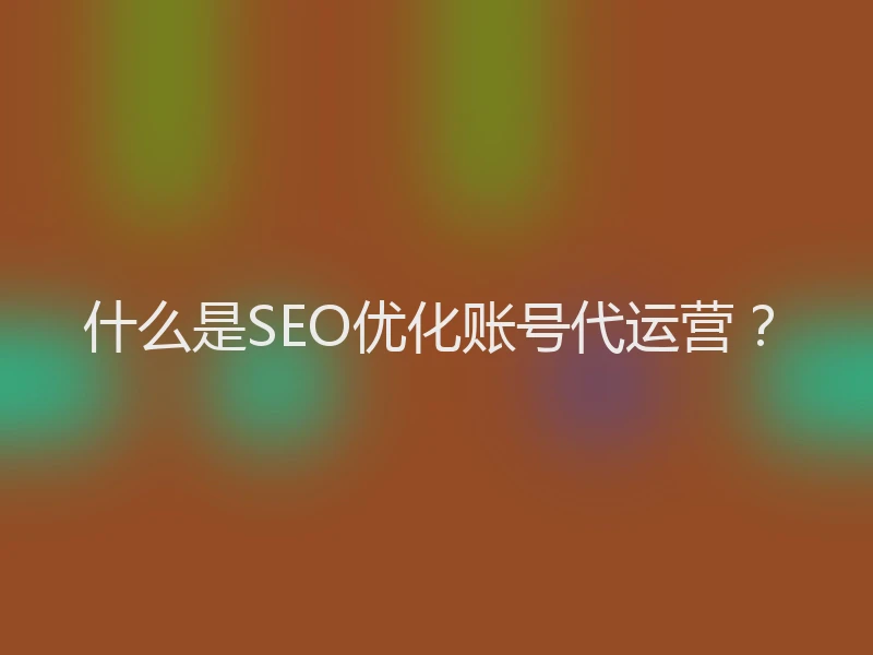 什么是SEO优化账号代运营？