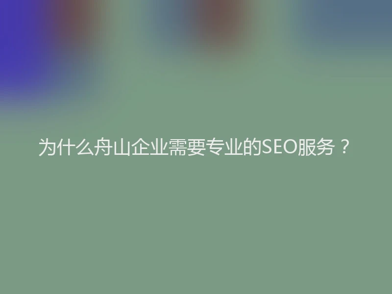 为什么舟山企业需要专业的SEO服务？
