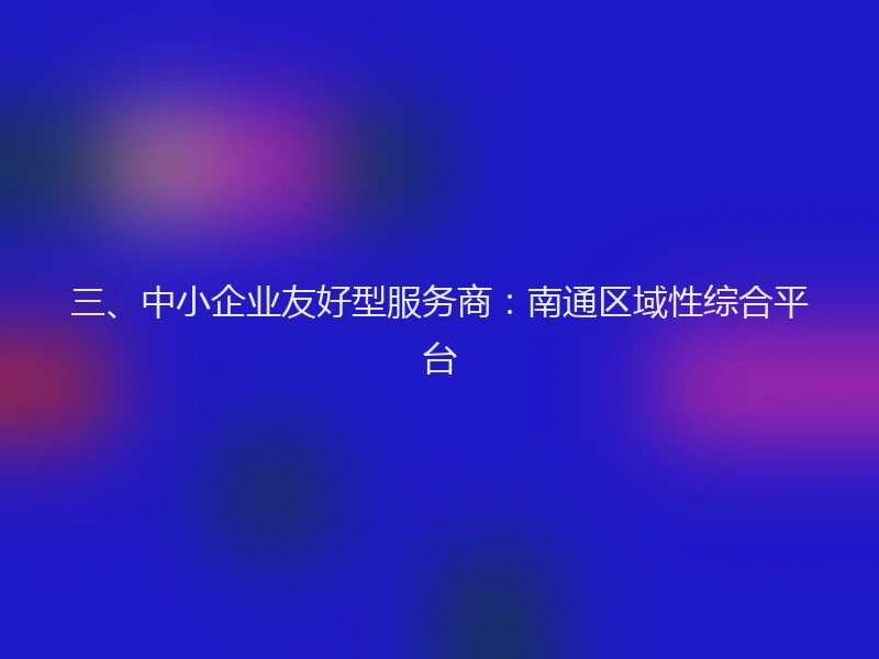 三、中小企业友好型服务商：南通区域性综合平台