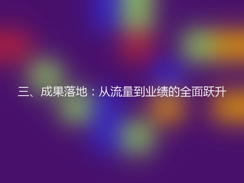 三、成果落地：从流量到业绩的全面跃升