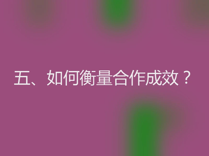 五、如何衡量合作成效？