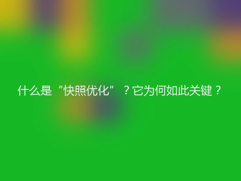 什么是“快照优化”？它为何如此关键？