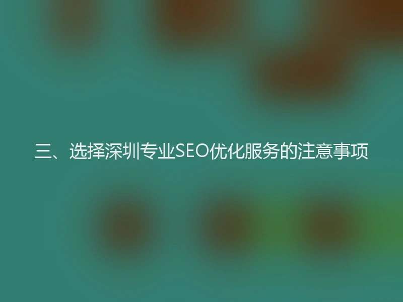 三、选择深圳专业SEO优化服务的注意事项