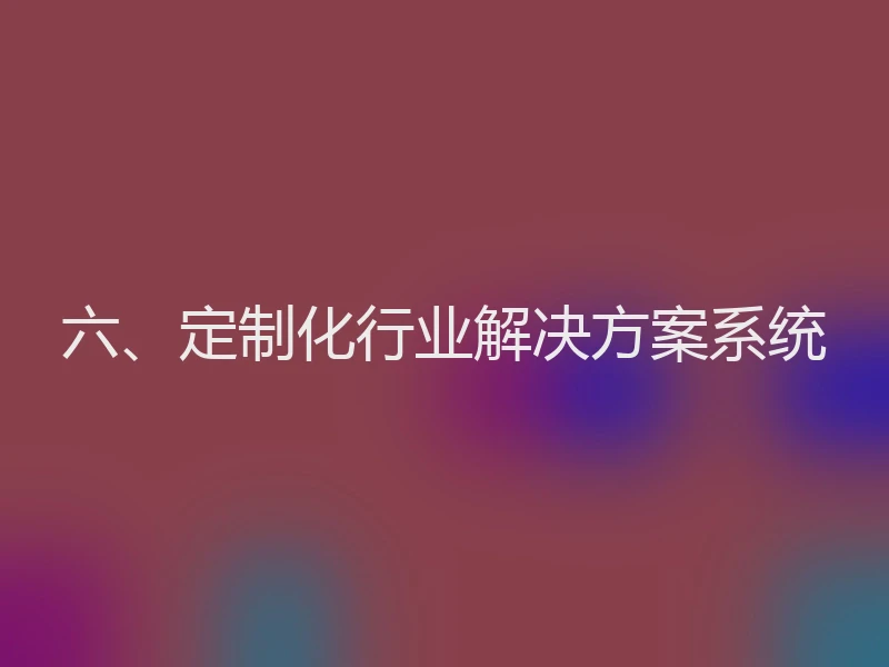 六、定制化行业解决方案系统