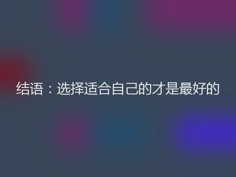 结语：选择适合自己的才是最好的