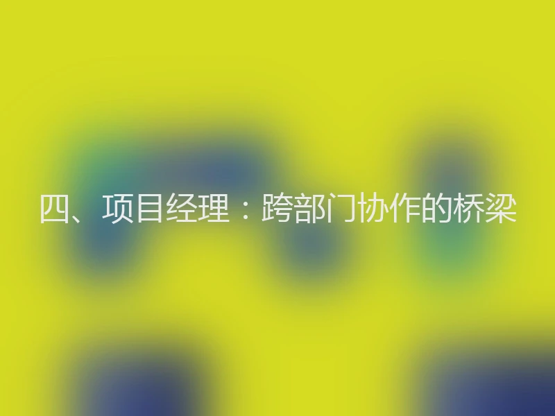 四、项目经理：跨部门协作的桥梁