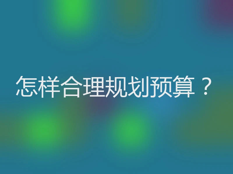 怎样合理规划预算？