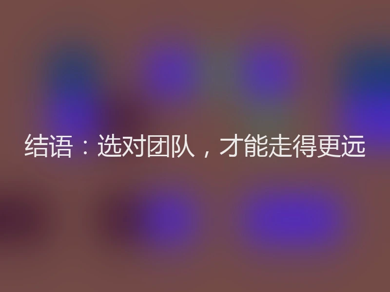 结语：选对团队，才能走得更远