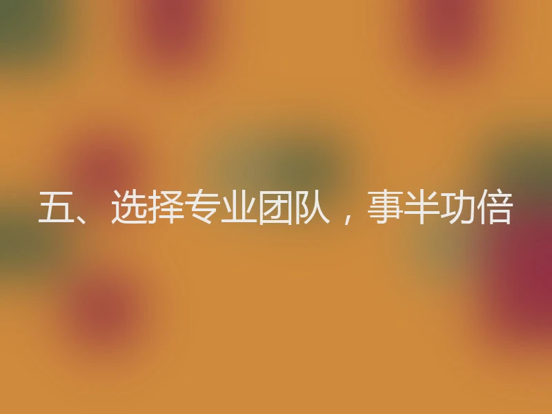 五、选择专业团队，事半功倍