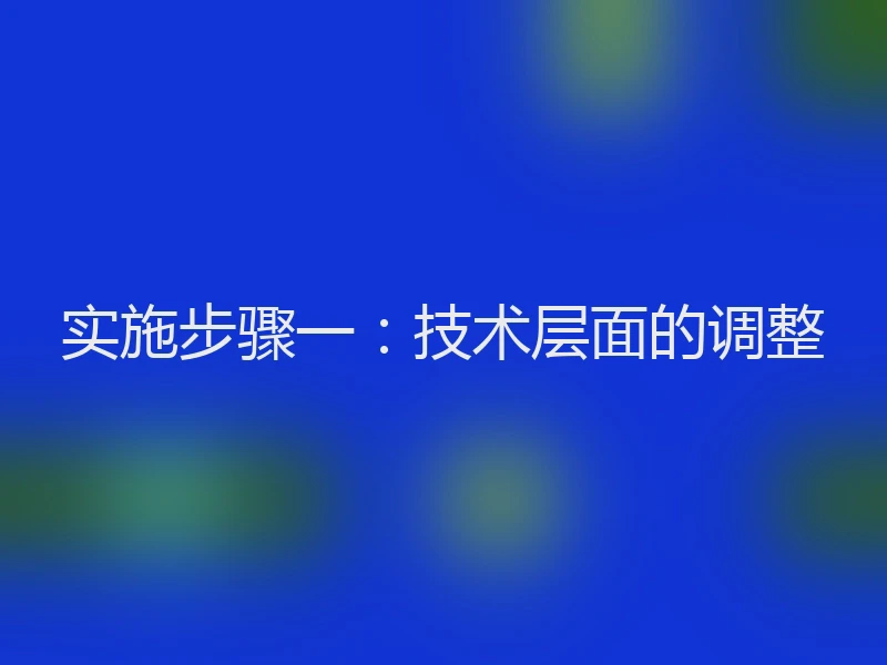 实施步骤一：技术层面的调整