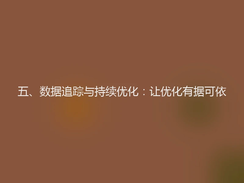 五、数据追踪与持续优化：让优化有据可依