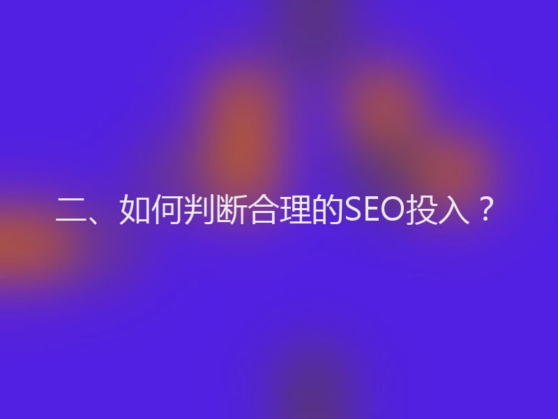 二、如何判断合理的SEO投入?