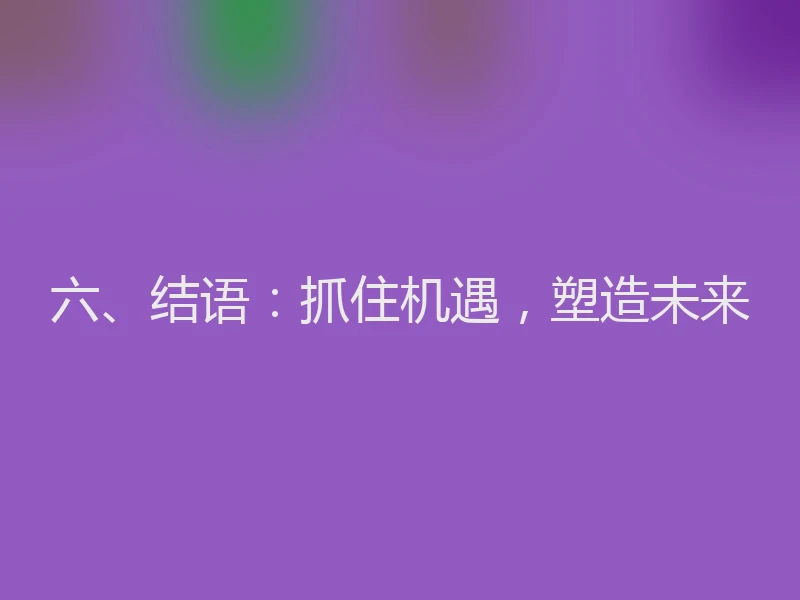 六、结语：抓住机遇，塑造未来