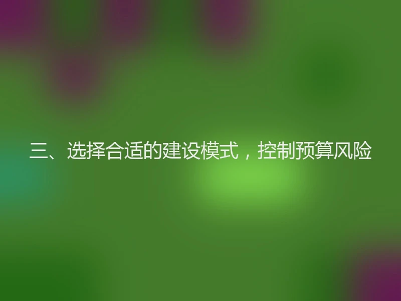 三、选择合适的建设模式，控制预算风险