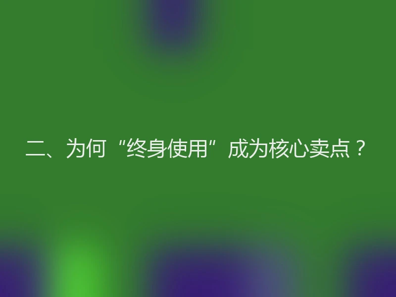 二、为何“终身使用”成为核心卖点？