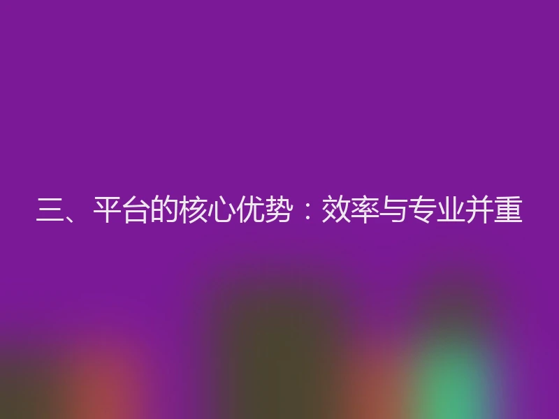 三、平台的核心优势：效率与专业并重